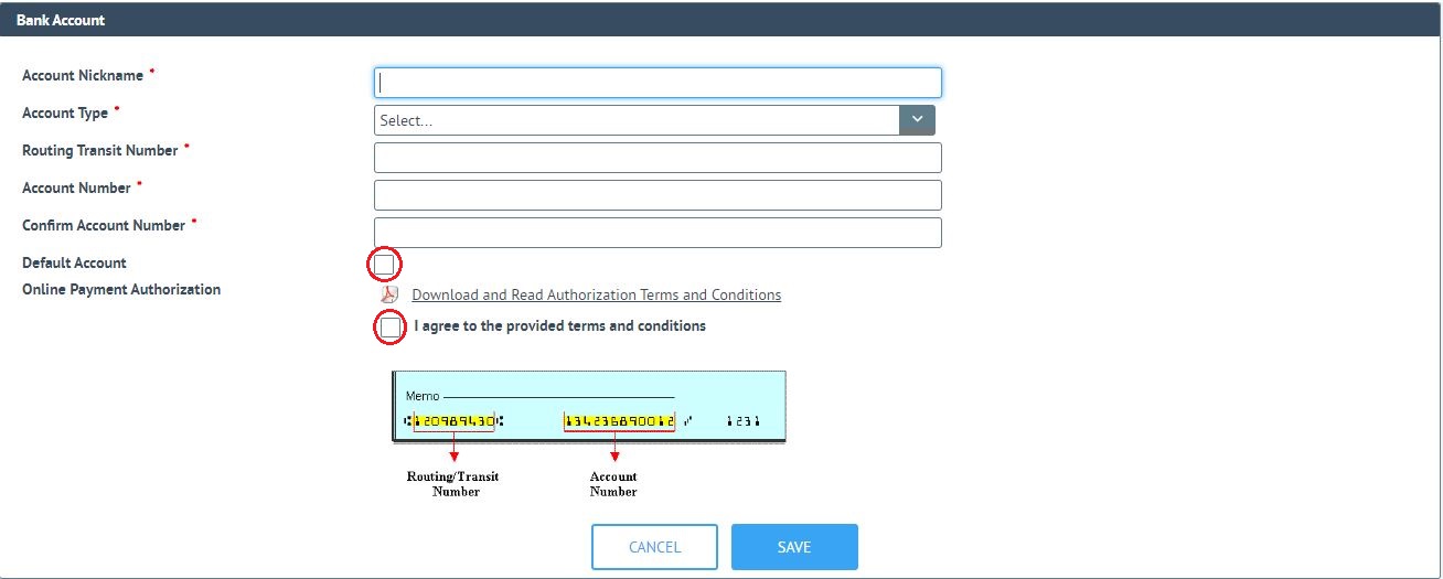 Bank Account Fields